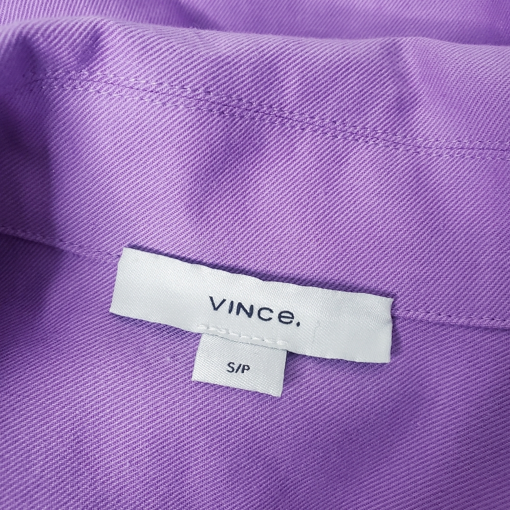 VINCE. | Purple Tie Back Long Sleeve Collared Shirt - Picture 9 of 12